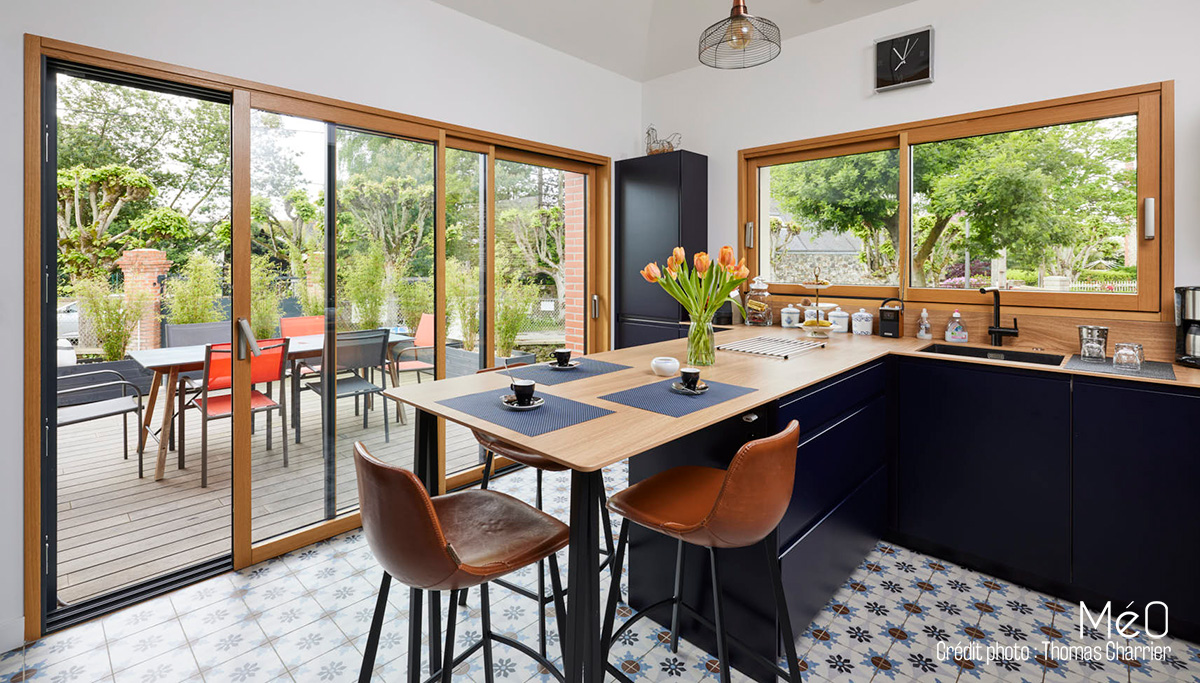 baie vitrée bois alu